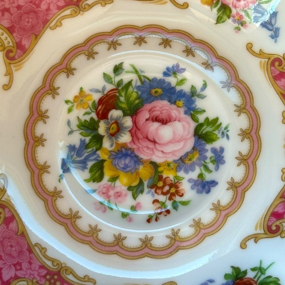 Royal Albert England Lady Carlyle Extra Teacup Saucer Pink Rim Multicolor Floral - Picture 4 of 5